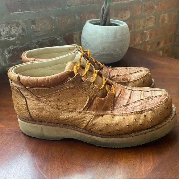 George West Mexico Ostrich Leather Boots Mex Size 27 US Size 8.5 - Picture 5 of 9